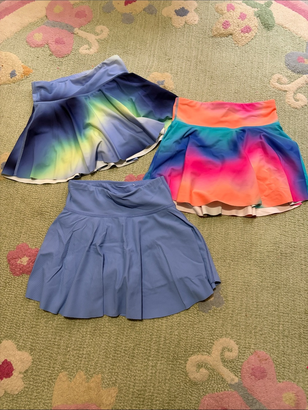 Old Navy Girls' Athletic Skort Trio - Blue, Teal-Green Ombre & Pink-Orange Ombre
